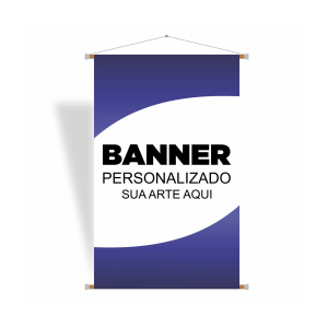 Banner 60x90 Lona 440g 60x90cm 4x0 Brilho Bastão, cordão e ponteira 